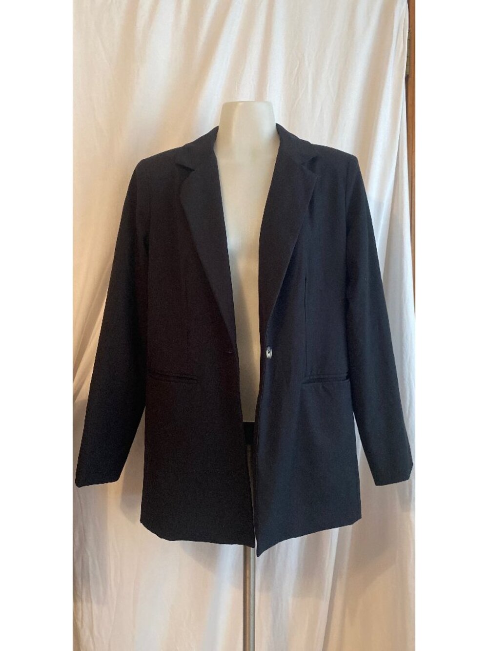 Wild Fable Black Single Button Oversized Blazer Notched Lapel Lined Small